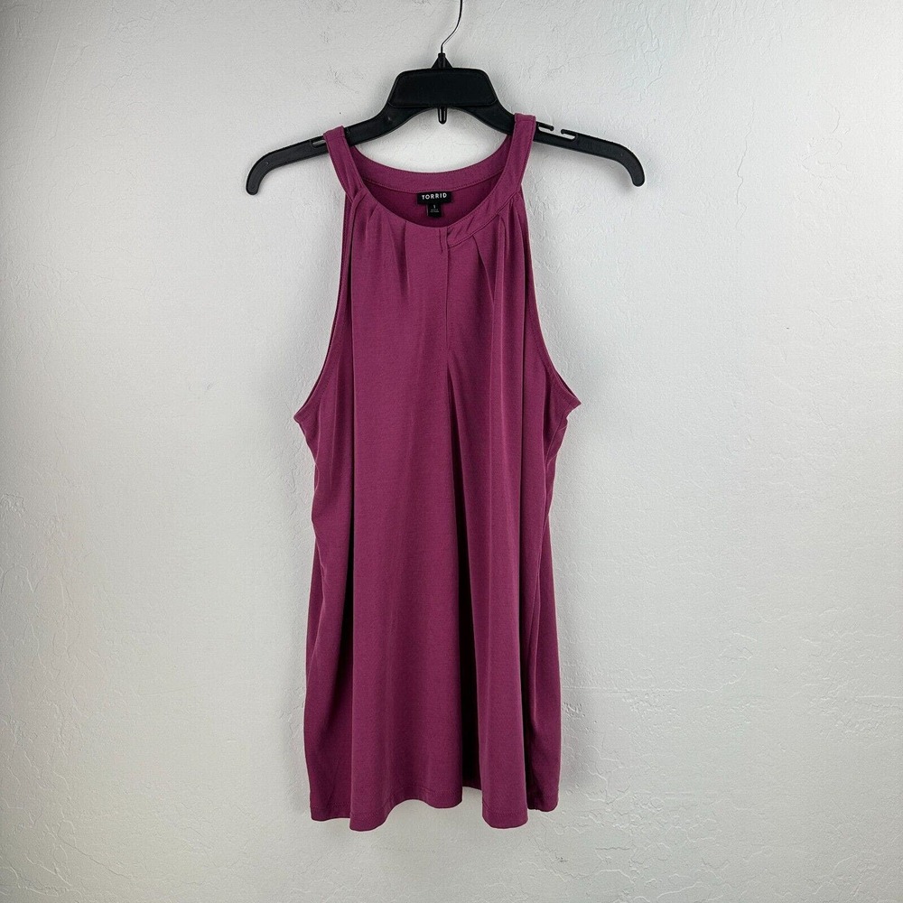 Torrid Top Womens‎ Blouse 1 Plus Pink Halter Neck Sleeveless Pullover Oversized